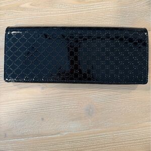 Authentic Gucci Micro GG Black Patent Leather Clutch Perfect Condition